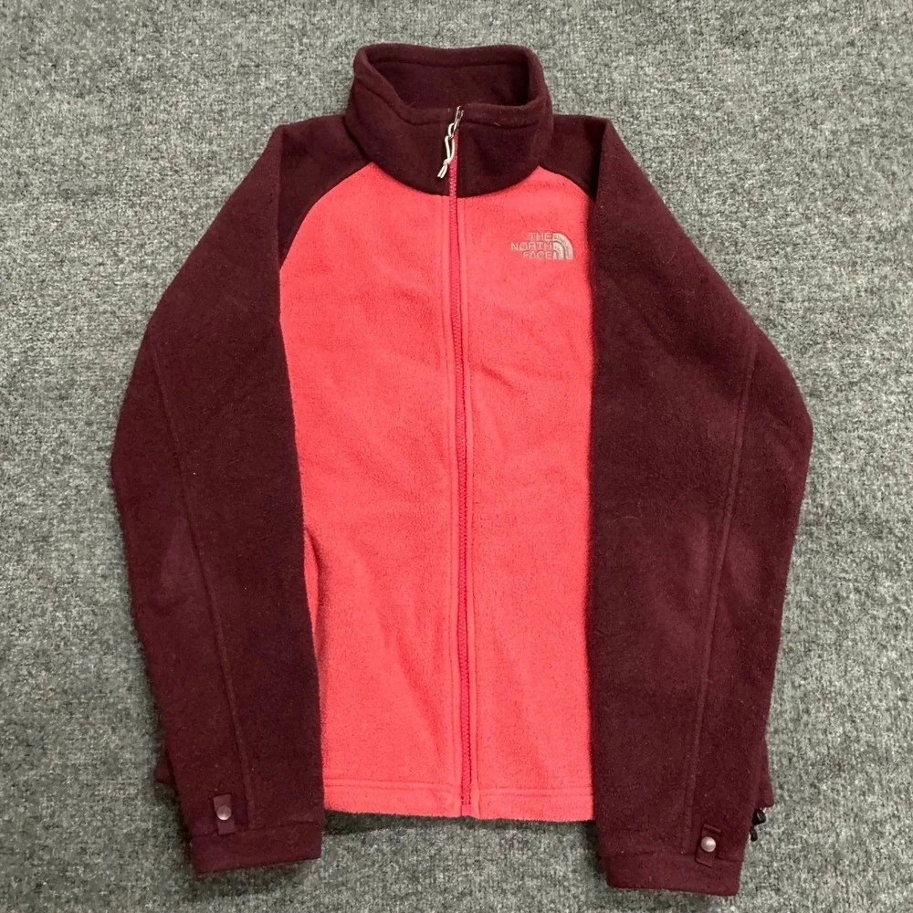 The North Face Fleece Jacket Womens Size M Pink Burgundy Full Zip Outdoor Layer